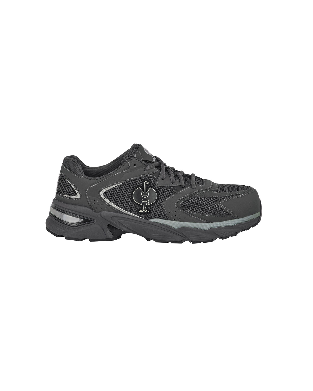 STRAUSS St. Louis Composite Toe Work Shoe in Carbon gray, side profile view