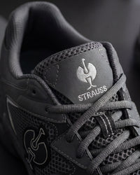 Close-up of the Carbon gray St. Louis Composite Toe Work Shoe upper and laces