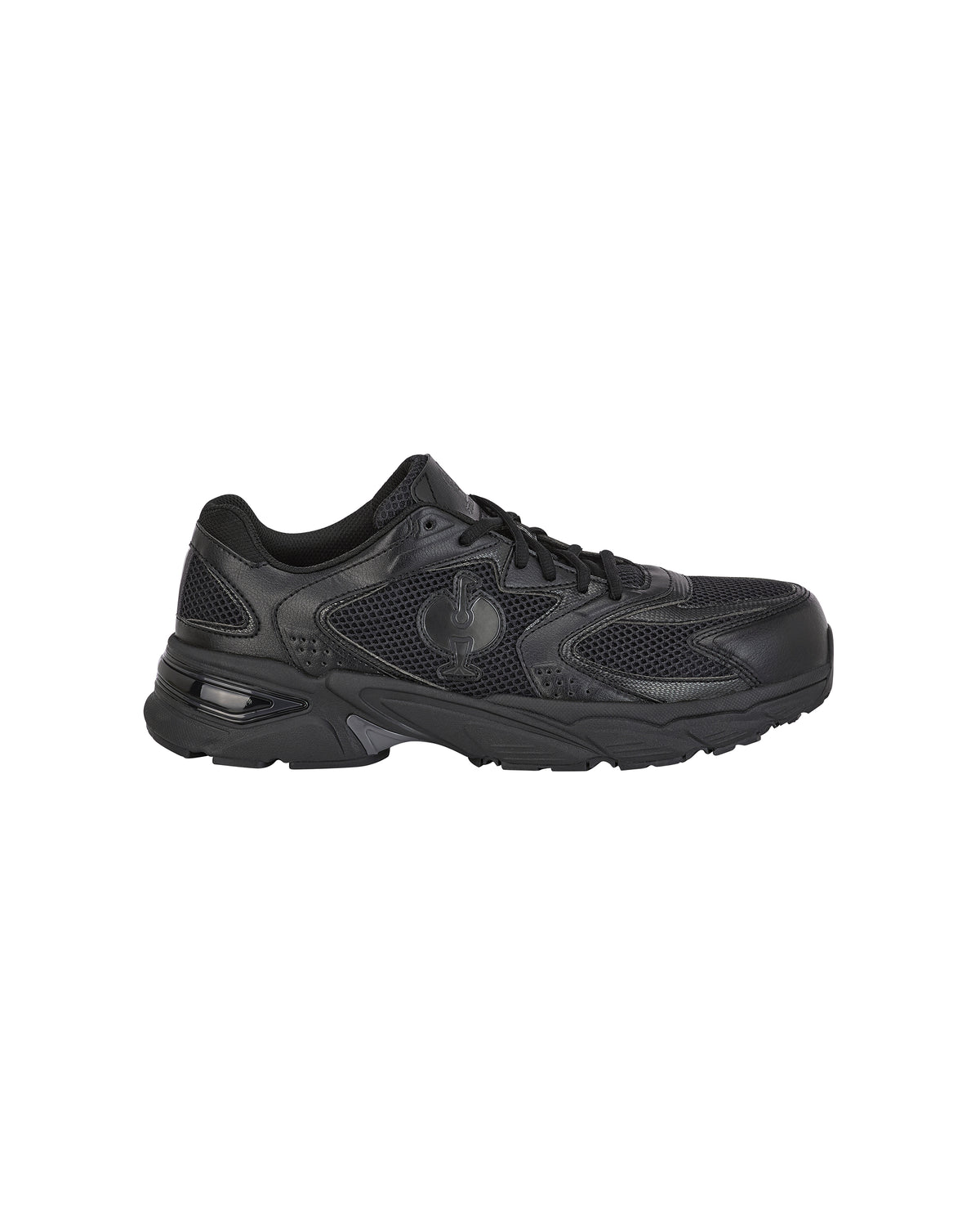 STRAUSS St. Louis Composite Toe Work Shoe in Black, side profile view