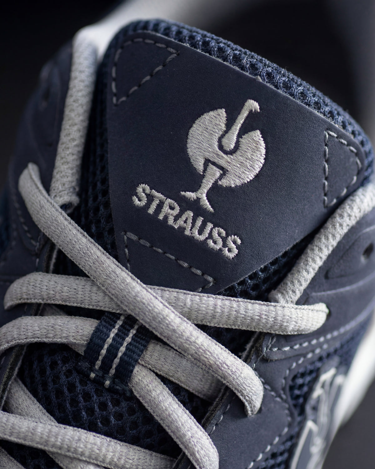 Close-up of the St. Louis Composite Toe Work Shoe upper and laces