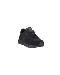STRAUSS Canberra Steel Toe Work Shoe in Black, front three-quarter view
