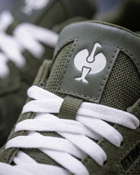 Close-up of the Disguise green Canberra Steel Toe Work Shoe laces