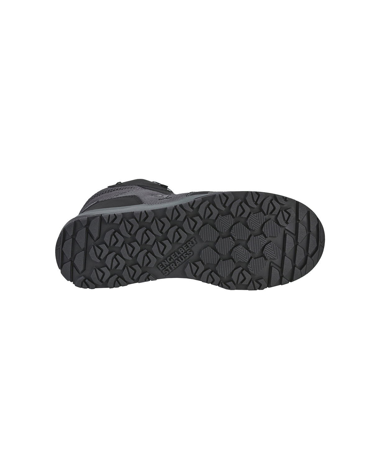 Outsole tread view of the STRAUSS Murcia 6-inch Steel Toe Work Boot in Carbon gray and Black