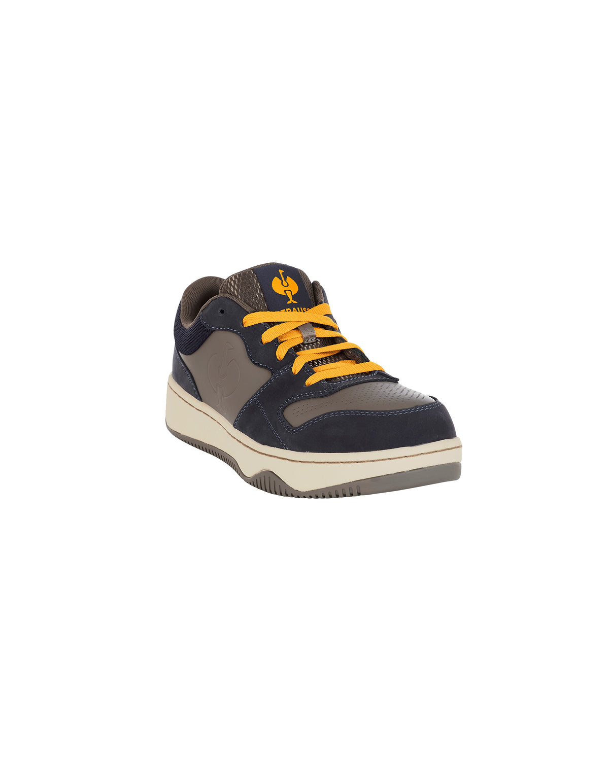 STRAUSS Eindhoven Steel Toe Work Shoe in Nero blue and Stone gray, front three-quarter view
