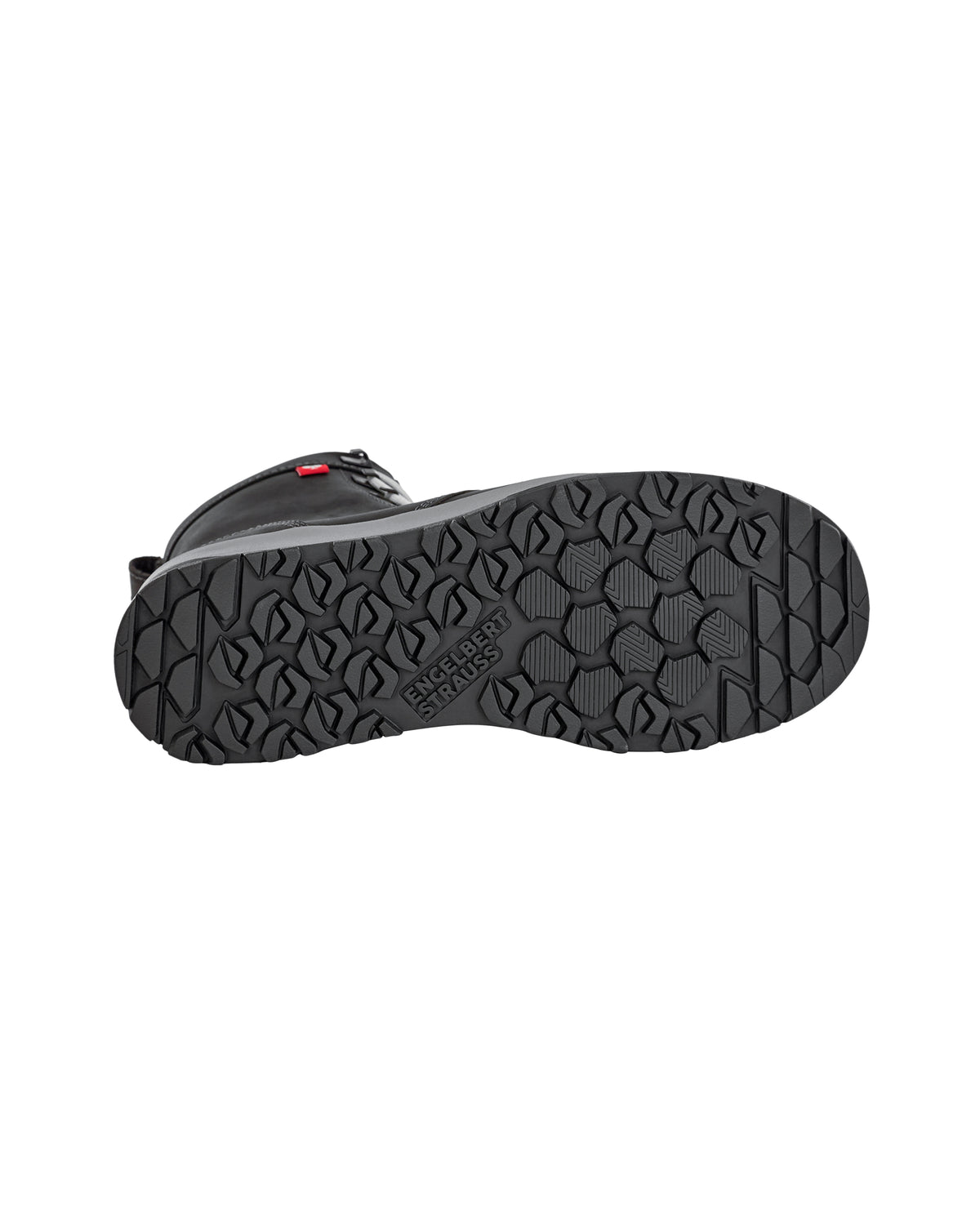 Outsole tread view of the STRAUSS Omaha 6-inch Steel Toe Work Boot in Black