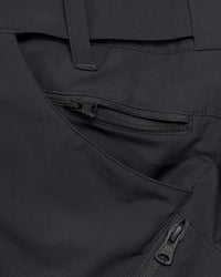 Close-up of fabric details on Women's Utility Cargo Work Pants in black