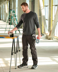 STRAUSS 1620 Worker Pants in moon gray shown in an outdoor workwear setting