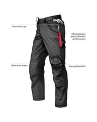 Feature view of STRAUSS 1620 Worker Pants in meteorite, showing workwear pocket details