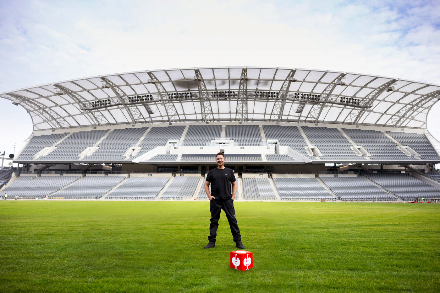 Henning Strauss in a soccer stadium