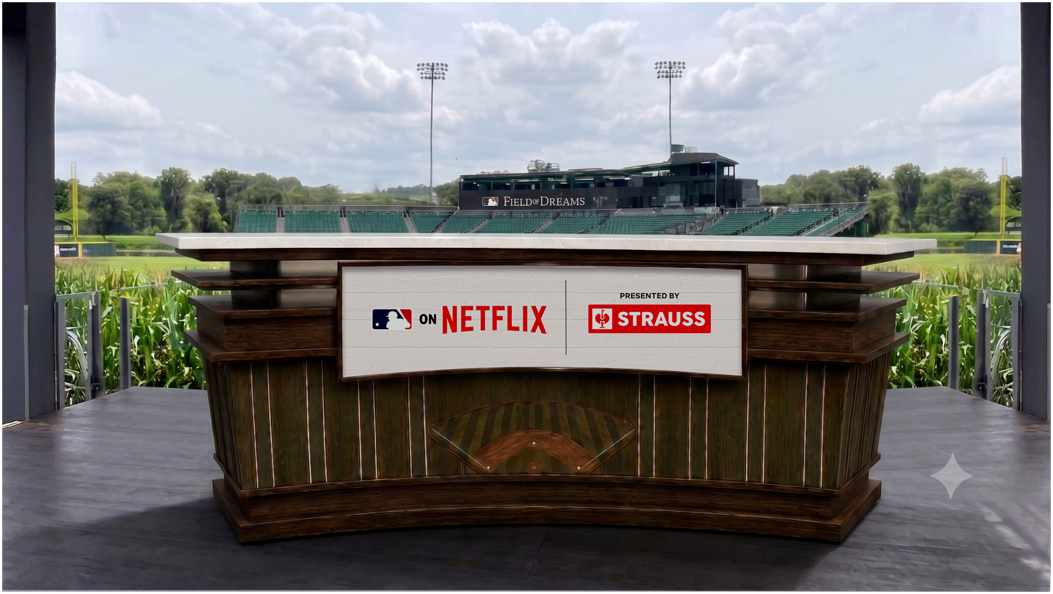 Set de estudio de MLB en Netflix presentado por STRAUSS