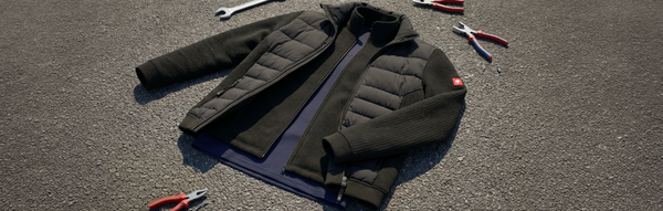 a flatlay of an outfit, showing the different layers