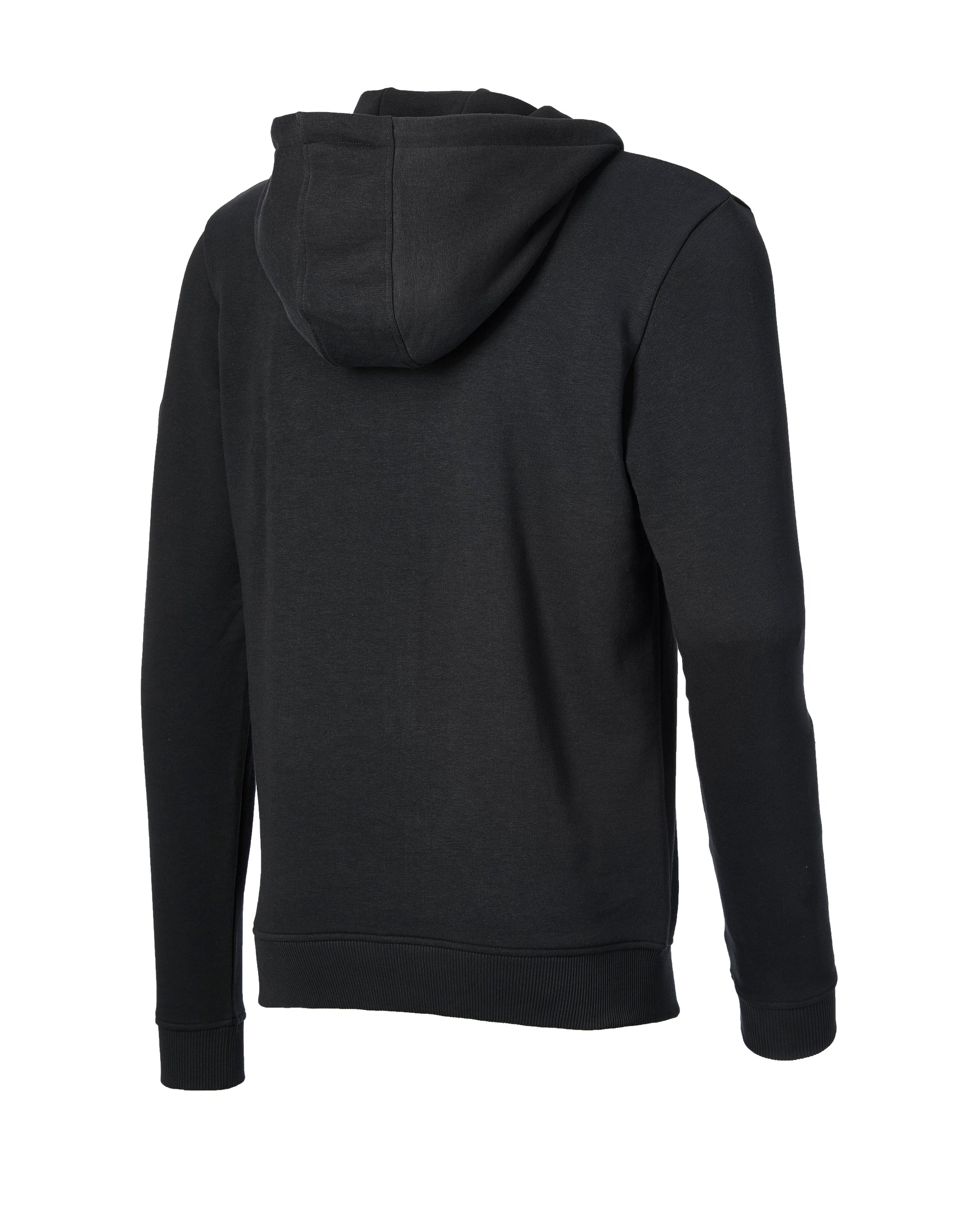 STRAUSS Stuntmen's Association hooded sweatjacket in black, back view