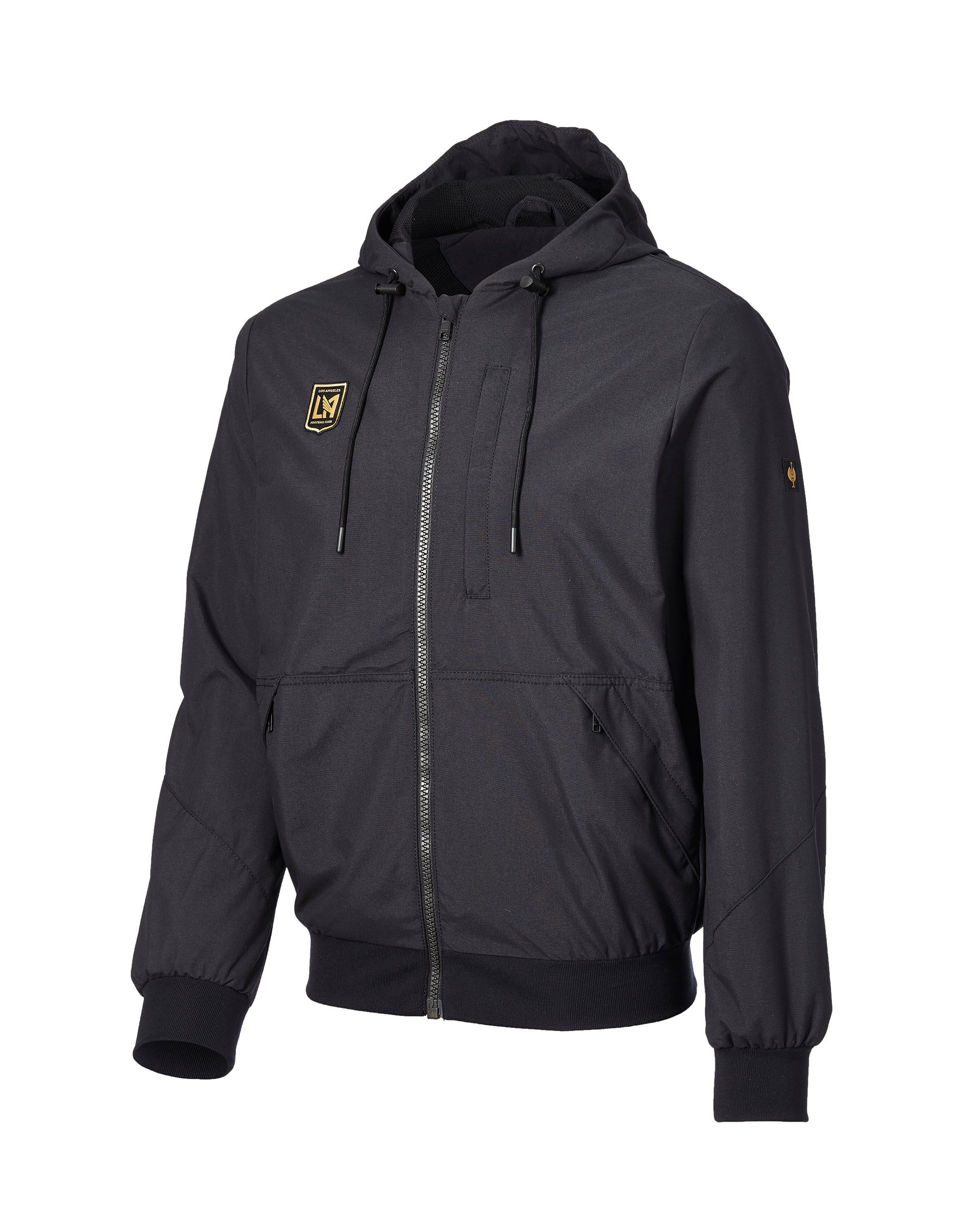 STRAUSS e.s.iconic hooded jacket LAFC in black, front view