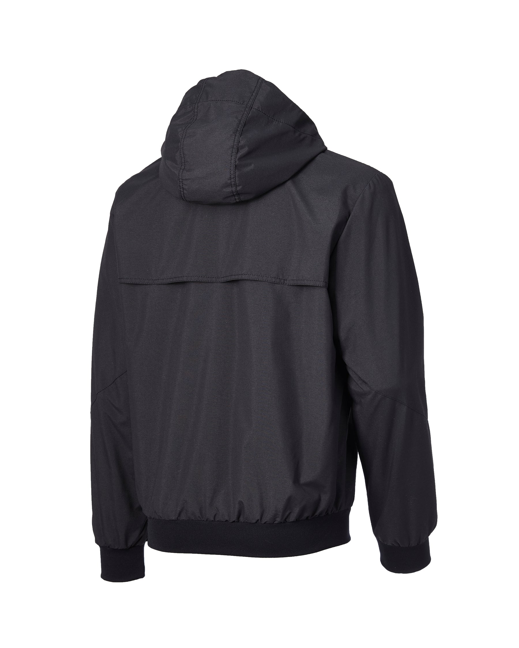 STRAUSS e.s.iconic Stuntmen's Association hooded jacket in black, back view