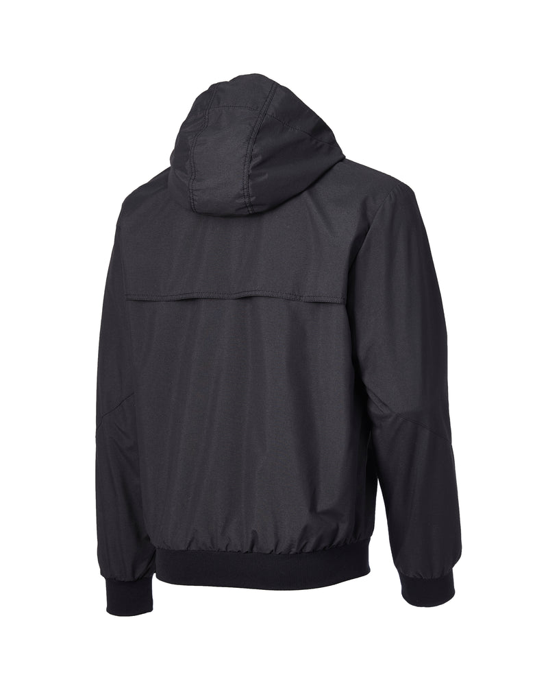 STRAUSS e.s.iconic Stuntmen's Association hooded jacket in black, back view