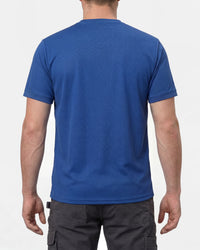 A model wears the STRAUSS Performance T-Shirt in royal blue