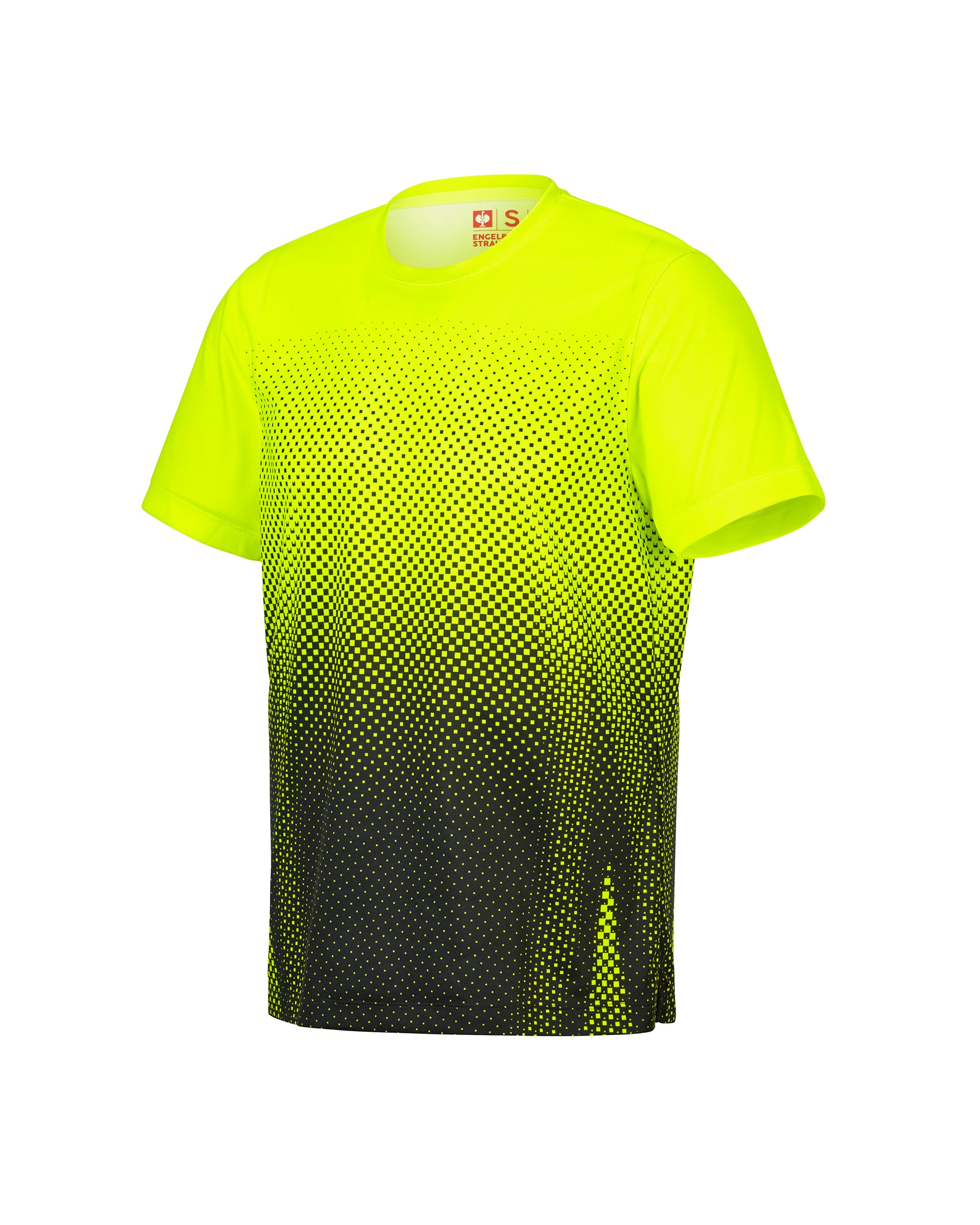 STRAUSS Enhanced Visibility Performance T-Shirt e.s.t:aktik in neon yellow and black on a plain product background