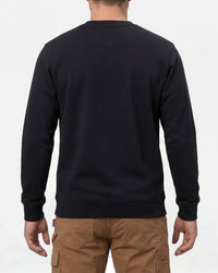STRAUSS e.s.iconic crew neck sweatshirt in black, worn by model, back view