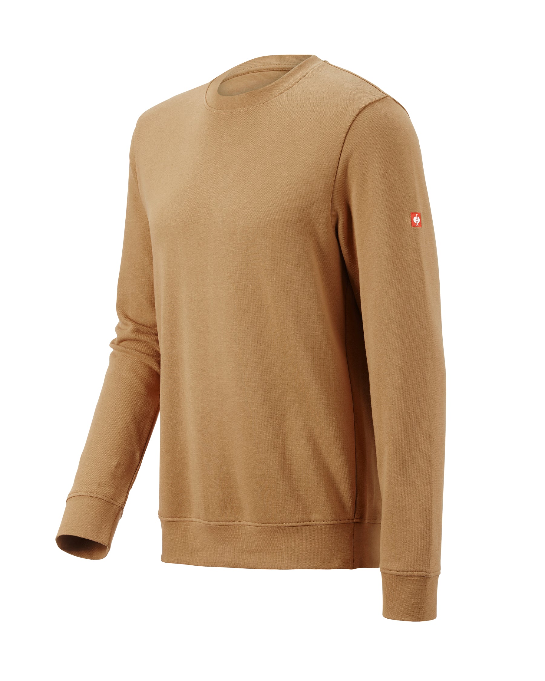 STRAUSS e.s.iconic crew neck sweatshirt in almond brown, front view