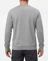 STRAUSS e.s.iconic crew neck sweatshirt in gray melange, worn by model, back view