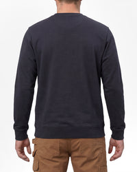 STRAUSS e.s.iconic crew neck sweatshirt in nero blue, worn by model, back view