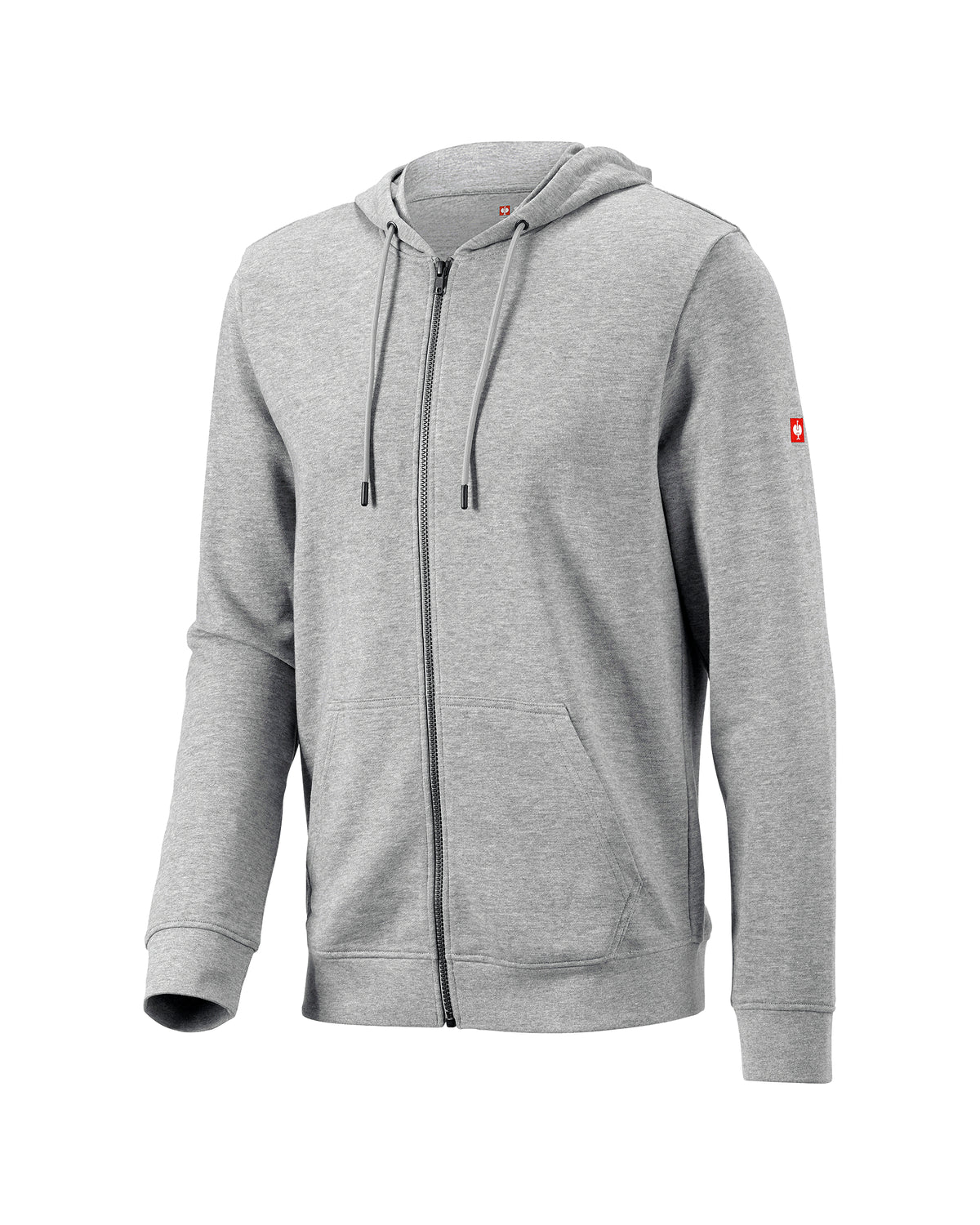 STRAUSS e.s.iconic full-zip hoodie in gray melange, front view