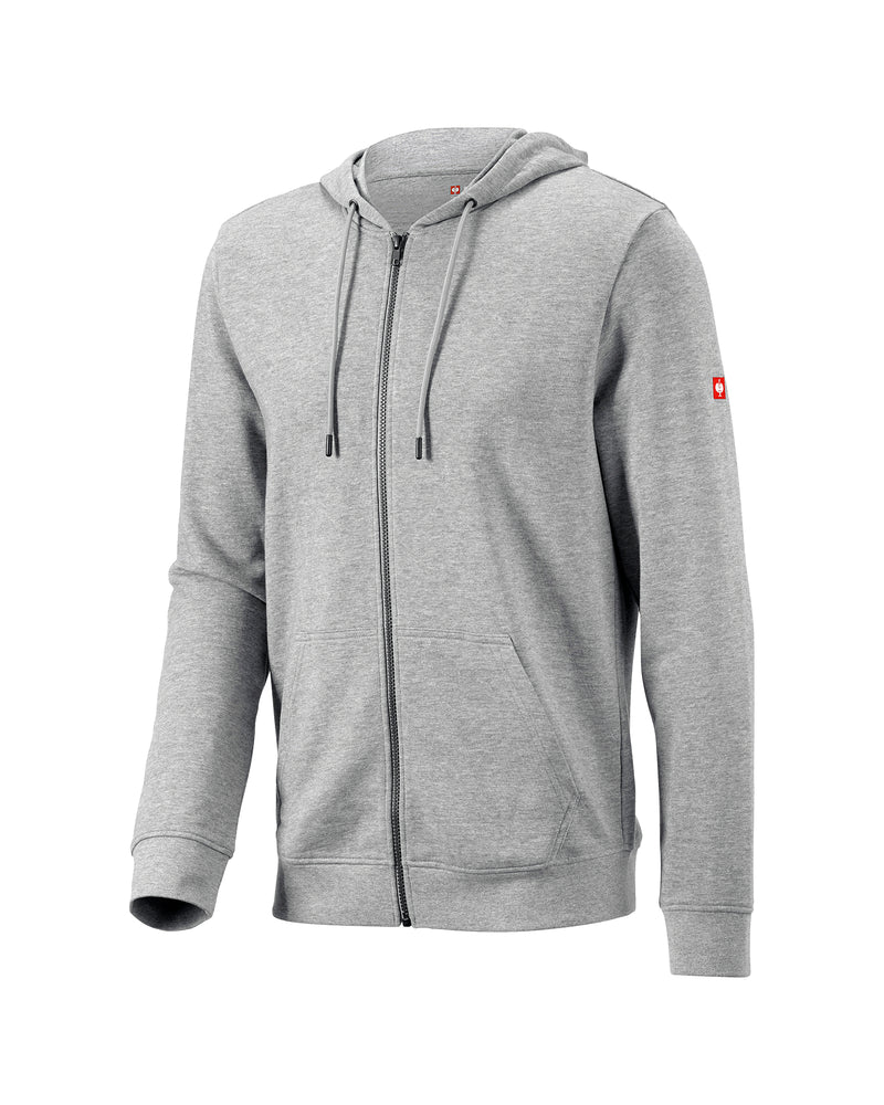 STRAUSS e.s.iconic full-zip hoodie in gray melange, front view