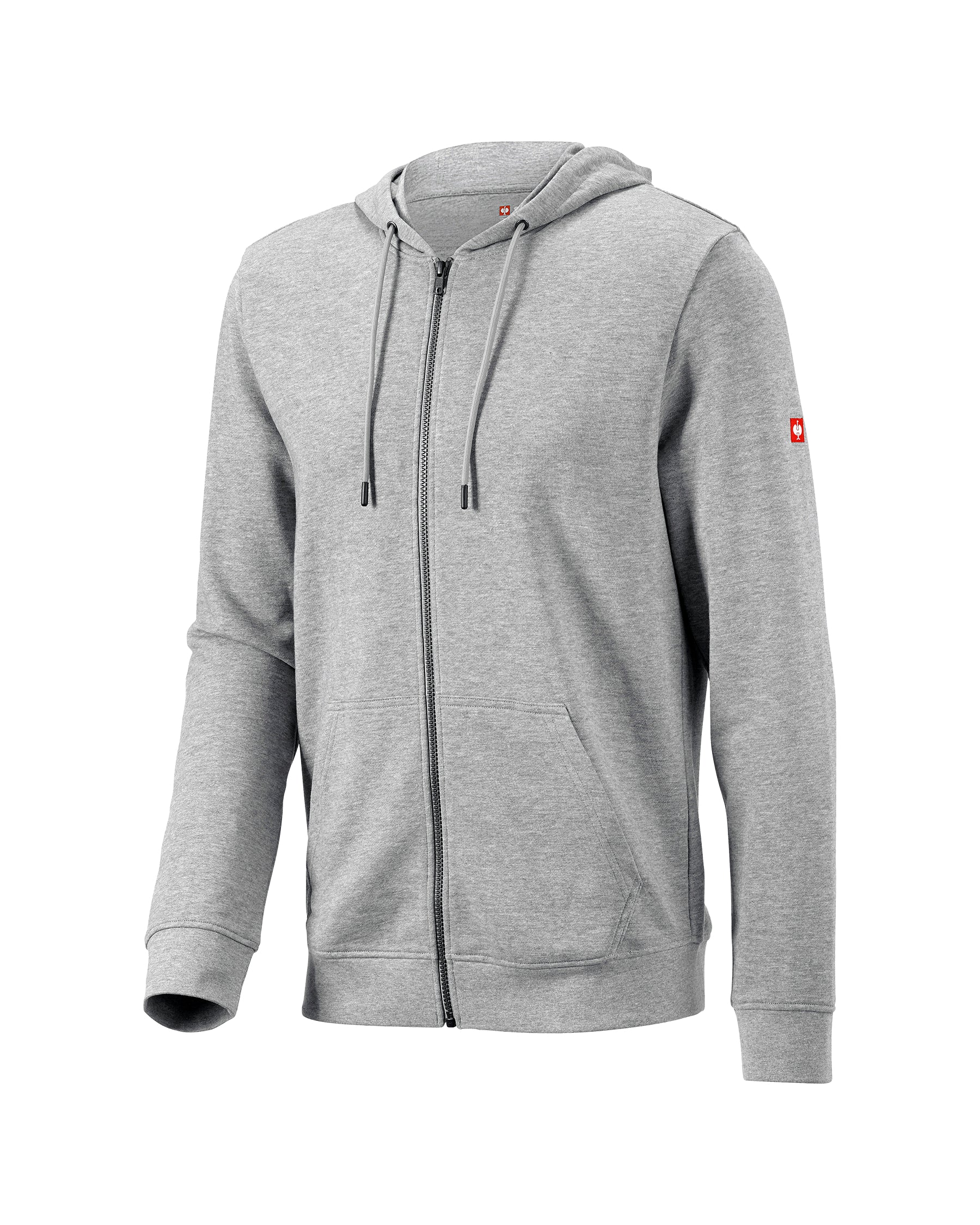 STRAUSS e.s.iconic full-zip hoodie in gray melange, front view