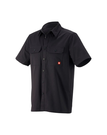 STRAUSS Short Sleeve Work Shirt e.s.iconic in black on a plain product background