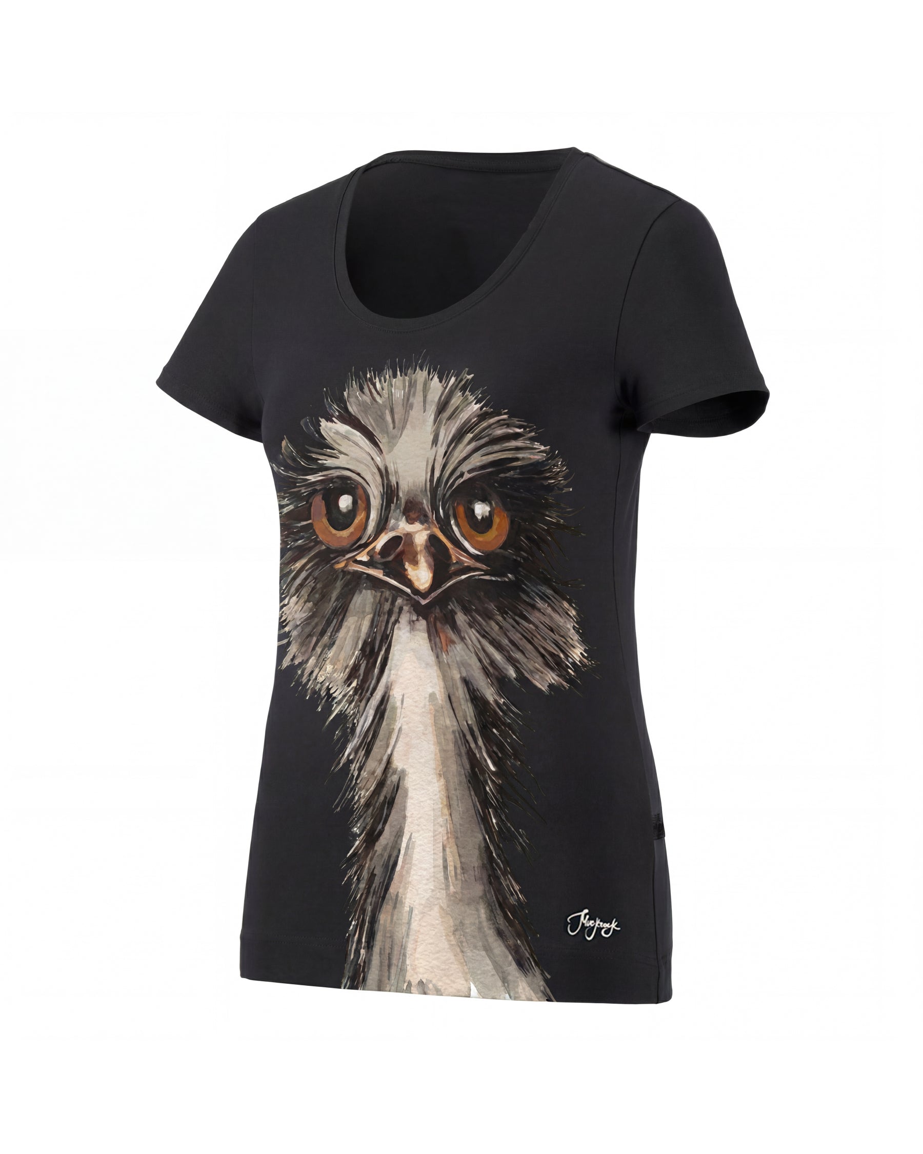 Women's STRAUSS Cotton Stretch T-Shirt in black on a plain product background