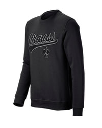 STRAUSS e.s.e:pic artwork crew neck sweatshirt in black, front view