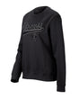 Women's STRAUSS e.s.e:pic artwork crew neck sweatshirt in black, front view