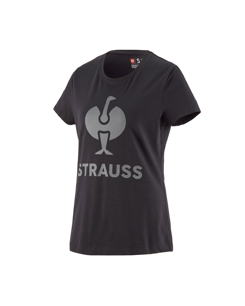 Women's STRAUSS T-Shirt e.s.concrete in black on a plain product background