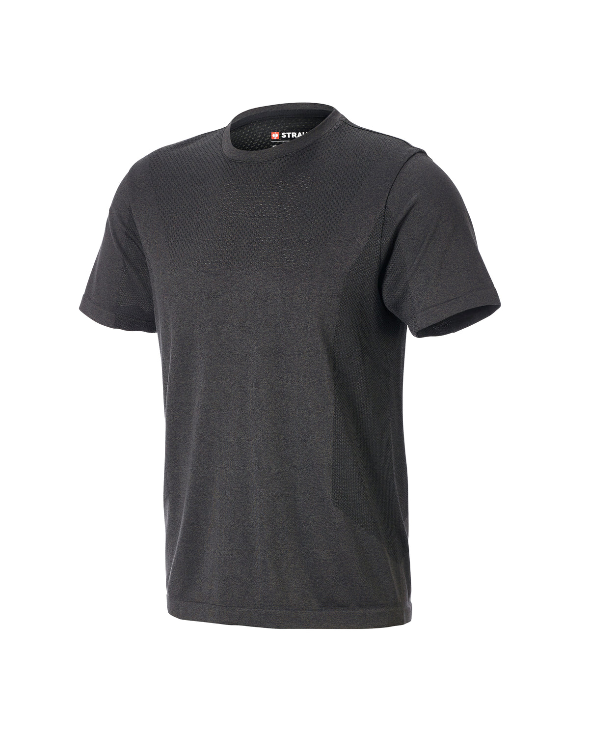 STRAUSS Seamless Tee e.s.trail pure in black melange on a plain product background