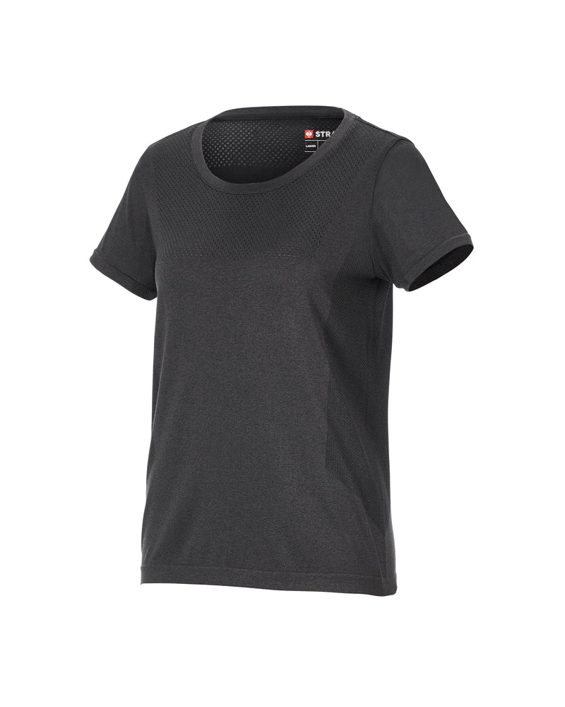 Women's STRAUSS Seamless Tee e.s.trail pure in black melange on a plain product background