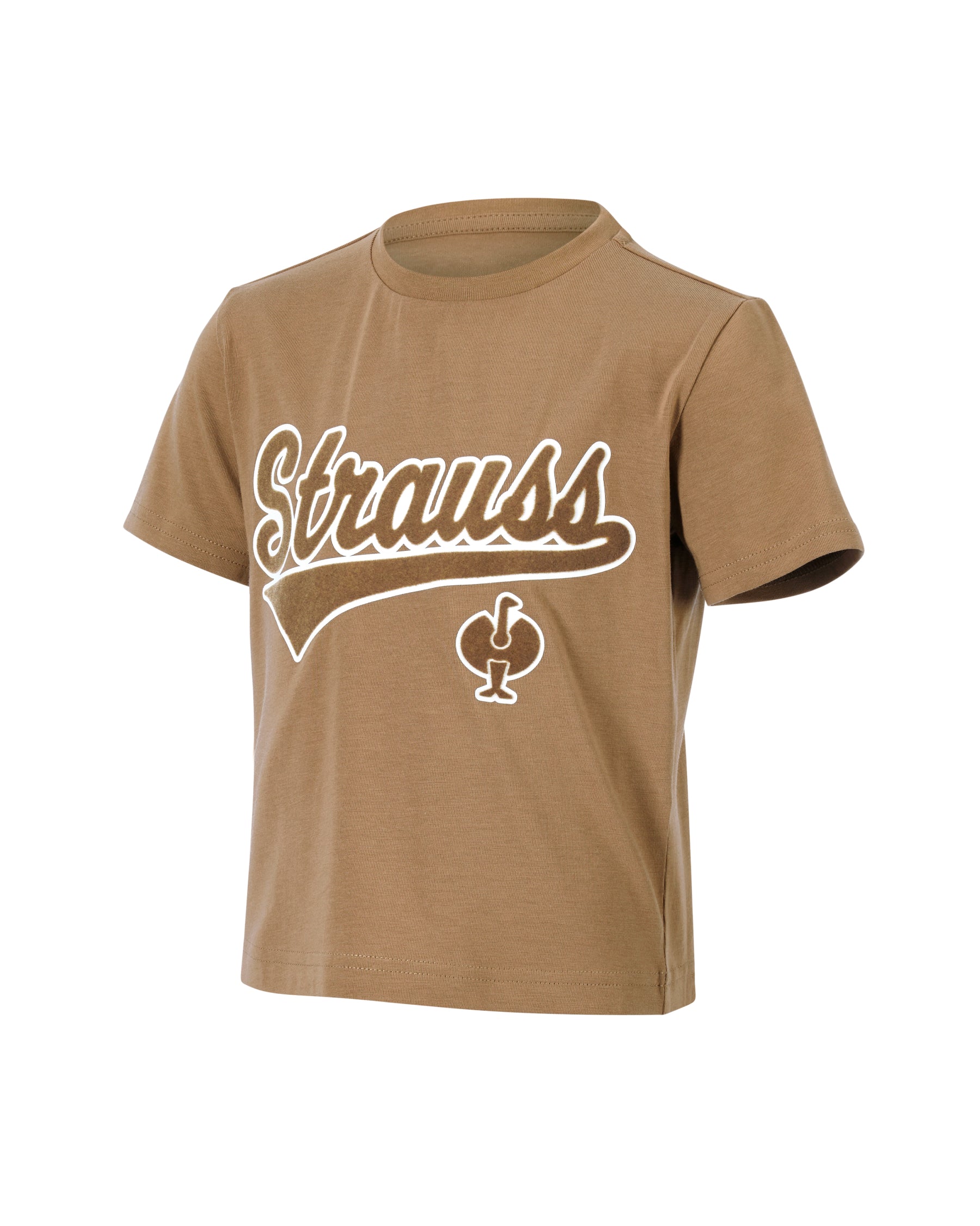 Kids' STRAUSS Artwork T-Shirt e.s.e:pic in almond brown on a plain product background