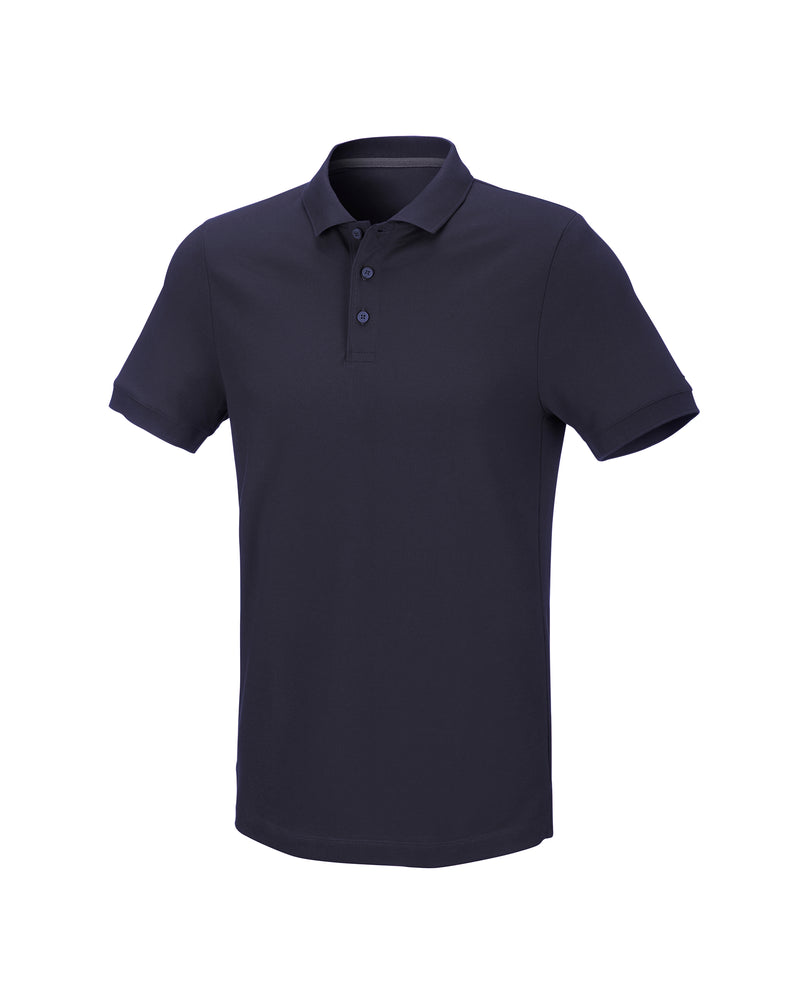 STRAUSS Cotton Stretch Polo Shirt in nero blue on a plain product background