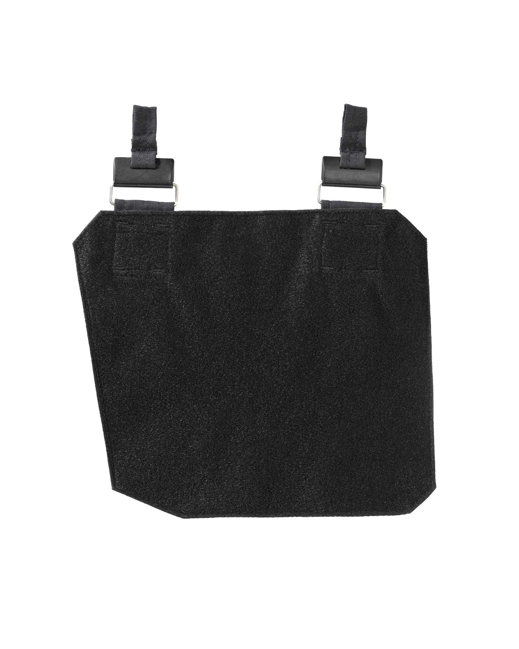 Close-up of pockets, loops, clips, and reinforced stitching on the black STRAUSS e.s.tool concept right-hand large tool bag.