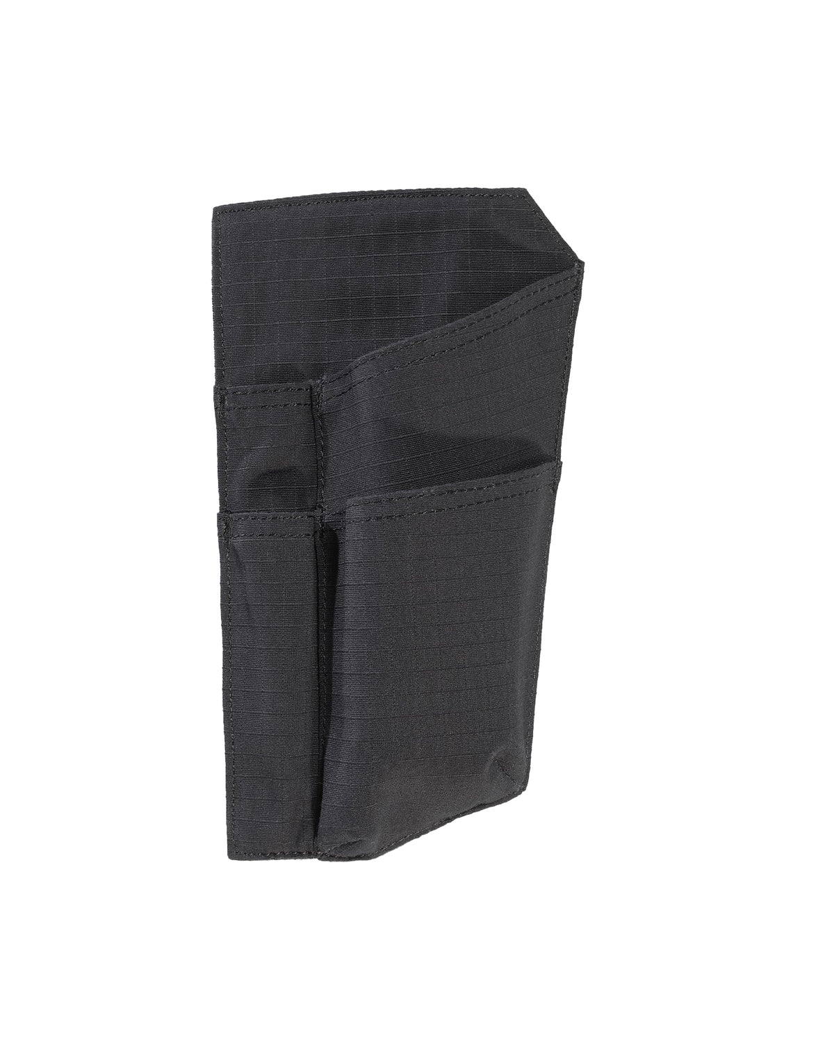 Black STRAUSS e.s.tool concept left-hand ruler and knife pocket with modular pockets and belt attachment points.