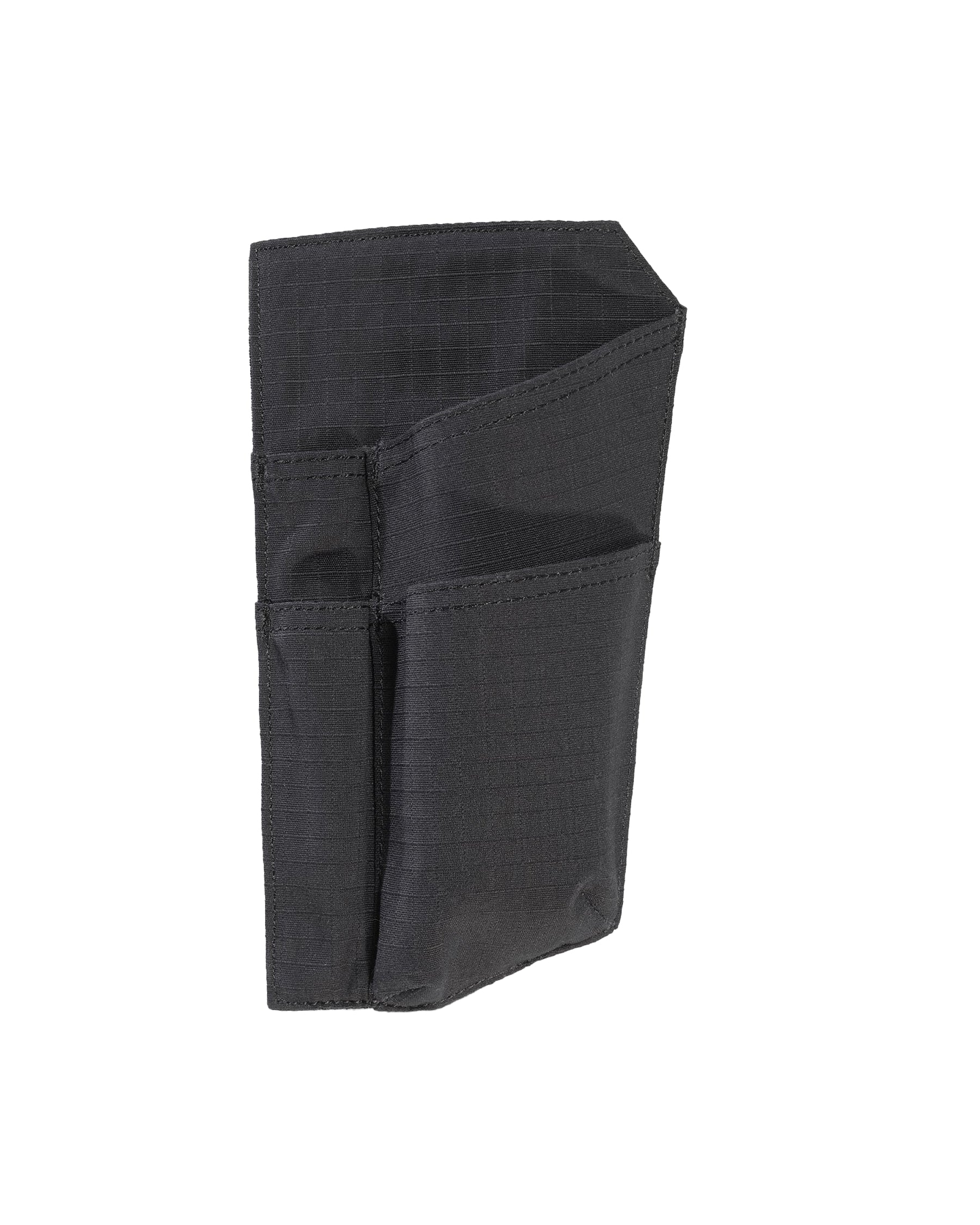 Black STRAUSS e.s.tool concept left-hand ruler and knife pocket with modular pockets and belt attachment points.