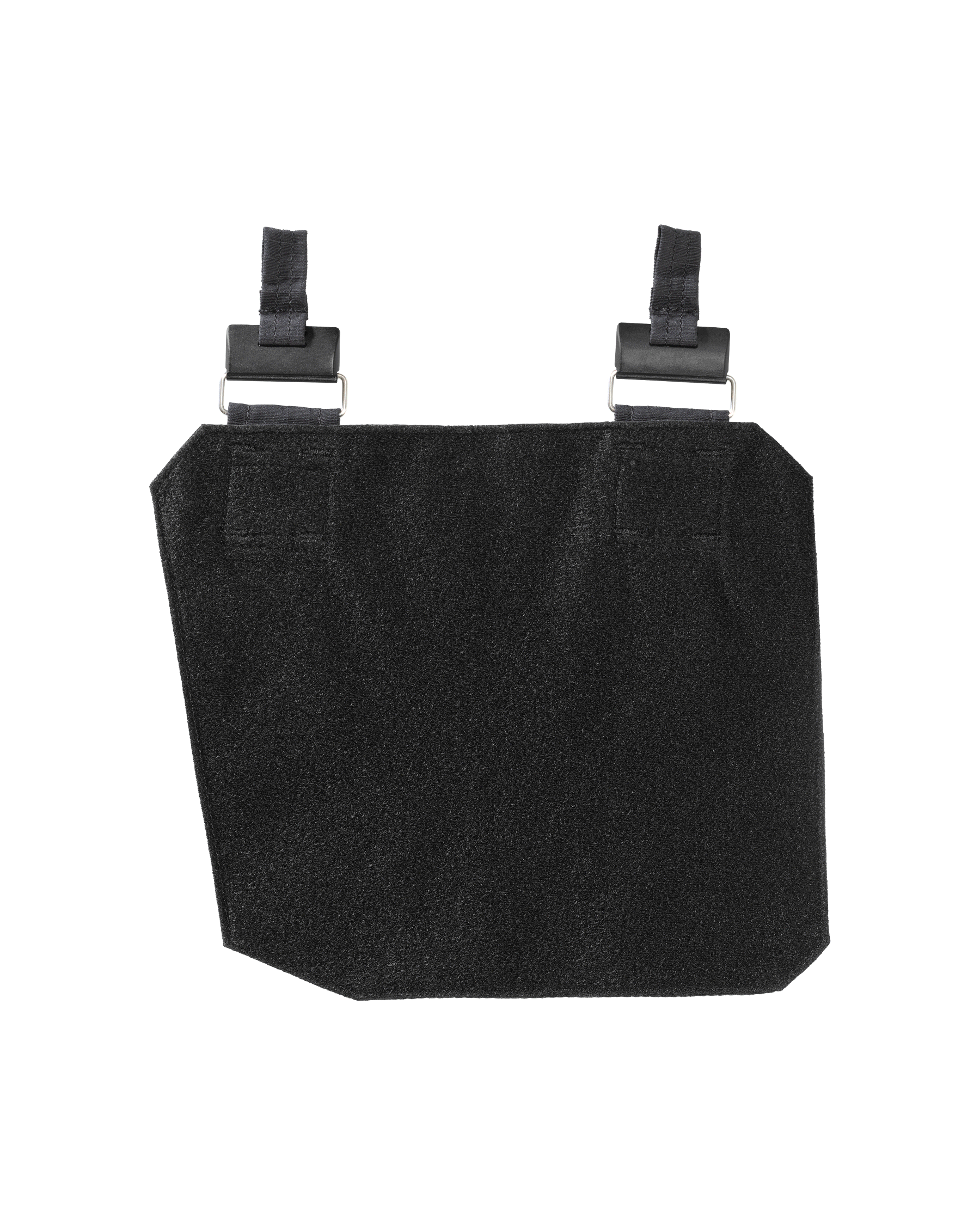 Close-up of pockets, loops, clips, and reinforced stitching on the black STRAUSS e.s.tool concept right-hand small tool pocket.