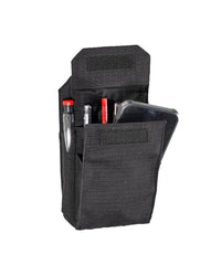 Black STRAUSS e.s.tool concept multipocket showing pockets, clips, and modular belt attachment.