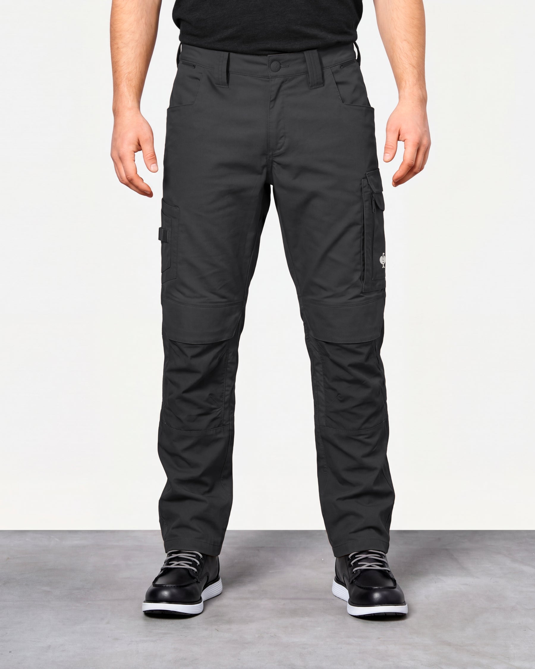 Work Pants e.s.concrete light in black worn by a model, front view