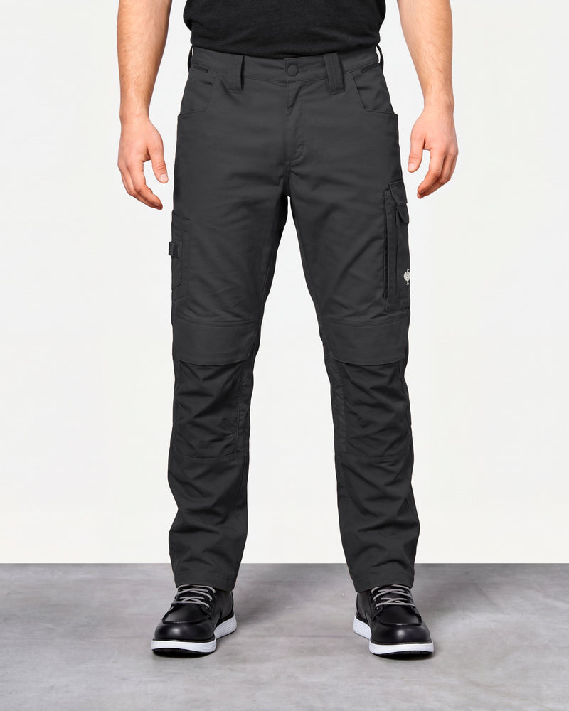 Work Pants e.s.concrete light in black worn by a model, front view