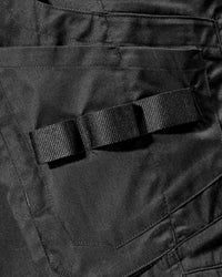 Additional close-up detail of Engelbert Strauss e.s. concrete light shorts in black, showing fabric texture, stitching, and functional finishing details.