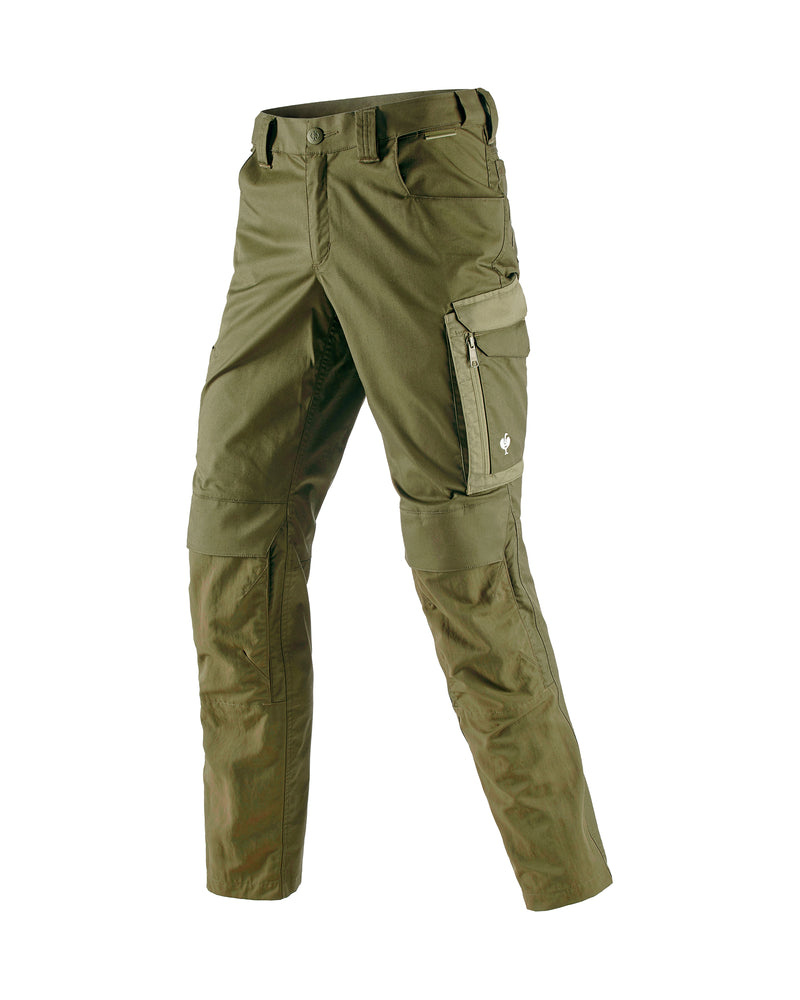 STRAUSS Work Pants e.s.concrete light in mud green and stipa green, front view