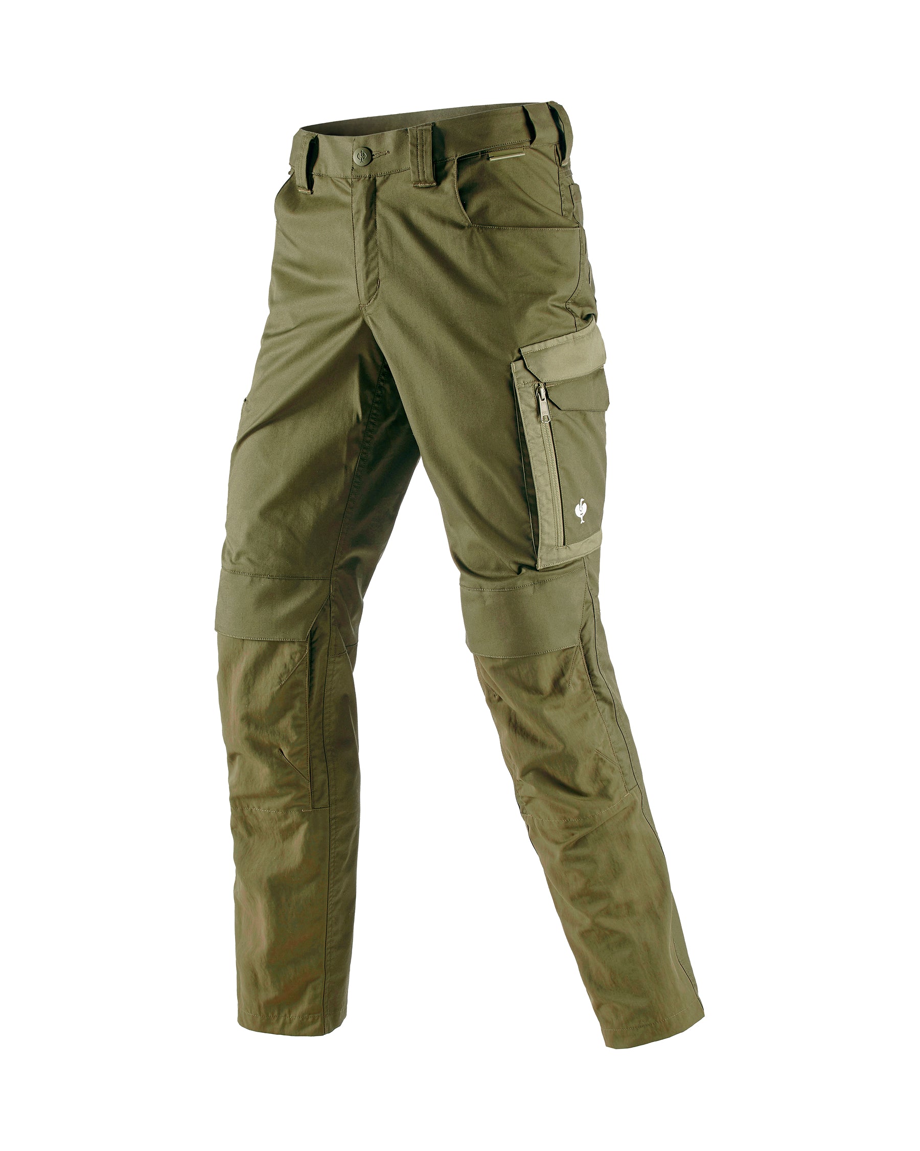 STRAUSS Work Pants e.s.concrete light in mud green and stipa green, front view