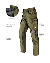 Feature view of Work Pants e.s.concrete light in mud green and stipa green, showing workwear pocket details