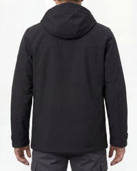 STRAUSS e.s.e:pic waterproof rain coat in black worn, back view