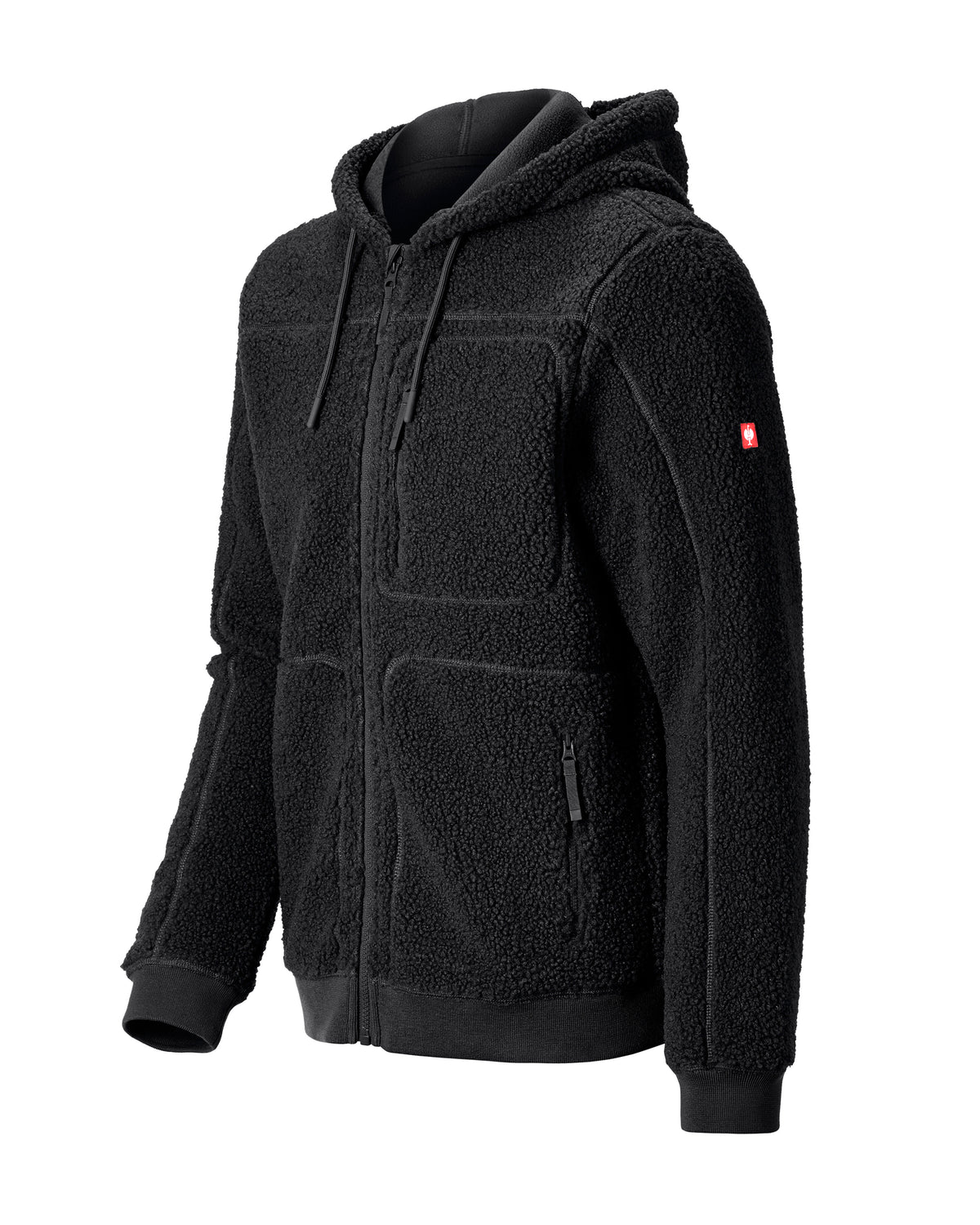 STRAUSS e.s.e:pic hooded sherpa fleece jacket in black